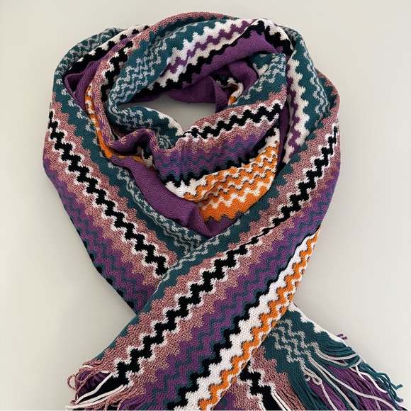 NWOT | Missoni | Purple Zigzag Hat & Scarf Set | One Size - Picture 8 of 16